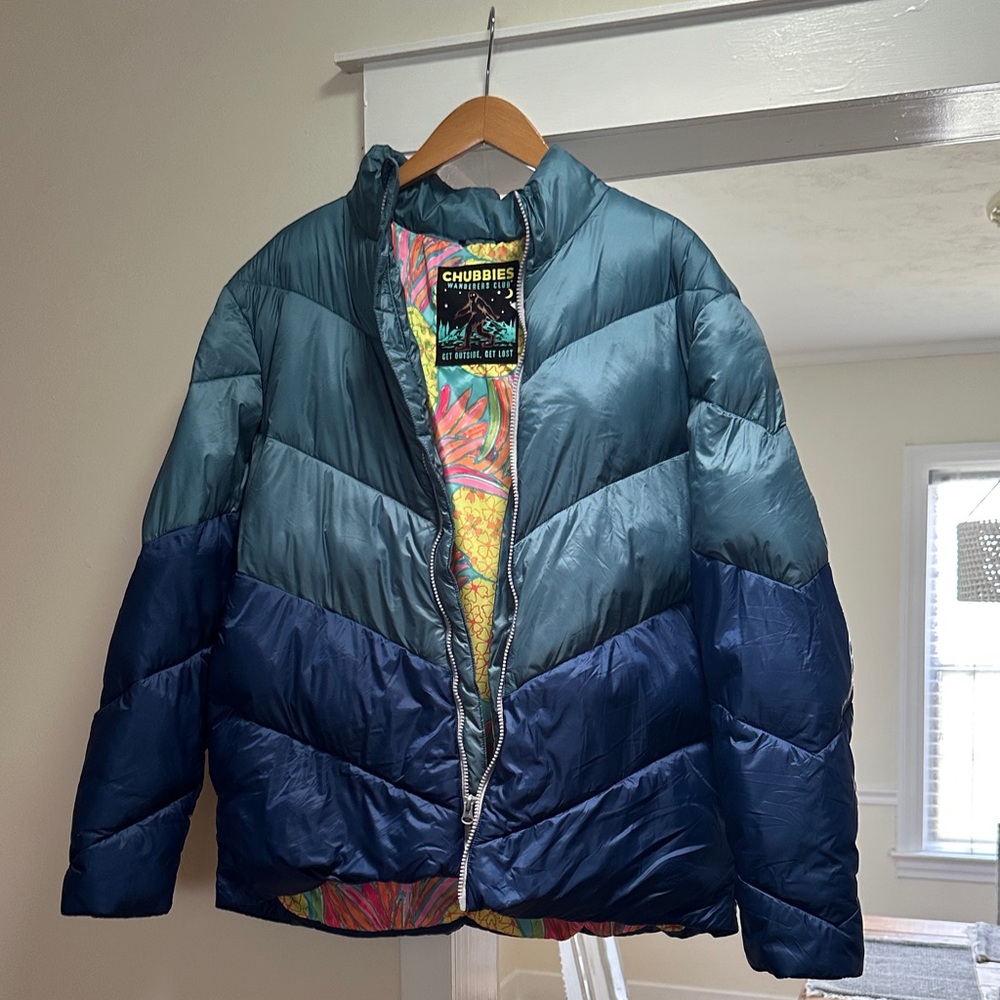 Chubbies Teal and Navy Puffer Jacket